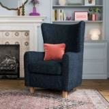 Estelle Basketweave Boucle High Back Winged Armchair