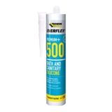 Everbuild Everflex 500 Bath And Sanitary Silicone Interior And Exterior Application Anti-Fungal Quick Curing Stone 295ml