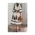Everyday the Label Beige Western Geometric Print 3/4 Sleeve Loose Midi Dress