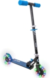 Evo EVO Childrens Light Up Inline Scooter Kids Push 2 Wheeled Scooter With Adjustable Handle Height Easy Foldable Kids Scooter For Boys And Girls Kick Scooter For Kids Age 5