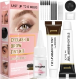 Eyelash & Eyebrow Color Kit,2 in 1 Professional Lash & Brow Color Kit Lash Color Kit with Brush Long Last Effect Up to 6 weeks,Natural,Safe & Easy Natural Brows Color DIY at Home (Black and Brown)