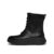 F-MODE Tumbled-Leather Ankle Boots in Black