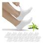 FALARY 12 Pairs White Bamboo Fibre Unisex No-Show Trainer Socks