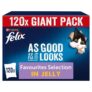 FELIX As Good As it Looks Adult Wet Cat Food Favourites Selection in Jelly Salmon, Tuna, Beef, Chicken 120 x 85g Pouches