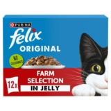FELIX Original Farm Selection in Jelly Wet Cat Food 12x85g (Pack of 4) – with Applied Voucher