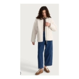 F&F Borg Zip up Collarless Jacket in Cream