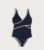 F&F contrast Trim Wrap Front Swimsuit Navy