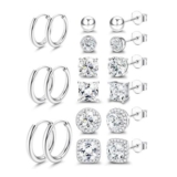 FIOROYAL S925 Silver Stud Earrings, Hypoallergenic, 18K Gold Plated Halo