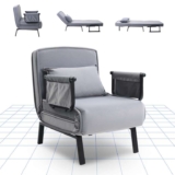FLEXISPOT 3-in-1 Adjustable Sofa Bed Chair with Folding Legs & Side Pocket in Grey – sold & dispatched by FLEXISPOTUK