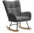 FLEXISPOT Rocking Chair with High Backrest & Armrests – Modern Swing Chair with Wooden Skids, Padded Recliner Chair for Living Room & Bedroom, Maximum Load 120 kg, Grey