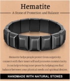 FLHEART Mens Bracelets Hematite Bracelet Men – Handmade Elastic Black Bead Masculine Energy Male Healing Bracelets, Inspirational Jewellery Gifts Natural Hematite Stone Bracelet for Men
