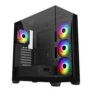 FSP M340 Tempered Glass Mid Tower PC Gaming Case with 4x 120mm ARGB Fans Black