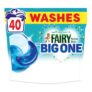 Fairy Non Bio The Big One PODS, Washing Liquid Laundry Detergent Capasules, 40 Washes, 2X Stain Removal,