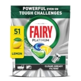 Fairy Platinum Dishwasher Tablets Lemon, 51 Capsules, Powerful Cleaning