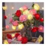 Falafoty Rose Fairy Lights, 6M, 40 LEDs, Battery-Operated, Red Pink