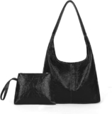 Faux Leather Tote Bag, Large Shoulder Bag Y2K Hobo Handbag for Women College Tote Bag with Pouch Purse