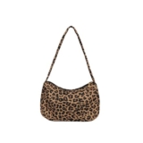 Fdsmall Womens Shoulder Bag, PU Leather, Leopard Print, Y2K, Yellow