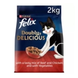 Felix Doubly Delicious Beef, Chicken & Veg Dry Cat Food 2kg