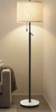 Floor Lamp for Living Room Adjustable Height Marble Base Standing Lamp with Pull Chain Switch – Black