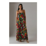Floral Chiffon Strappy Asymmetric Maxi Dress