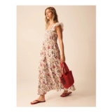 Floral Print Tiered Maxi Dress Ivory