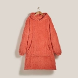 Flower Carved Oversized Fleece Hoodie, Coral – Free C&C