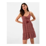 Flower Print Mini Dress Red