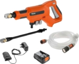 Flymo EasiClean Li Portable Pressure Cleaner – 18V Battery with Charger, 200l/h Flow Rate, 6m Hose Length, 3 Nozzle Attachments