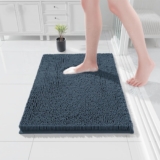 Fog Blue Bath Mat, Super Absorbent Bathroom Mat, Machine Washable Non, Slip Anti Mould, Shower Mats with 40 x 60CM, 1 Chenille Microfiber Material for Bath Kitchen Living Room Door Mats