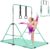 Foldable Kids Gymnastics Bar Set with Mat & Rings, 4-Level Adjustable Height (89-129cm), Stable Triangular Frame, Home Gym Gear for Boys & Girls 3-12