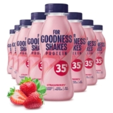 For Goodness Shakes Strawberry Protein Shakes x8, 35g Protein 330ml (S&S £6.79)