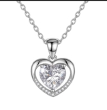 Forever Rose Necklace Gift Set with 925 Sterling Silver Heart Pendant in Luxury Box – White Eternal Heart