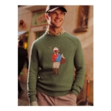 Fox Khaki Green Crew Neck Knitted Jumper