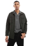French Connection Mens Lined Utility Jacket With Hood in Khaki – XS to M