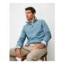 French Rib Half Zip Jumper in Aqua Blue