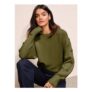 Friends like These Olive Green Button Sleeve Detail Jumper