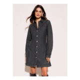 Friends like These Washed Black Denim Shirt Mini Dress