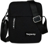 FuninCrea Mens Shoulder Bag Small Mens Crossbody Bag with 2 Pocket and Adjustable Shoulder Strap, Waterproof Cross Body Bag Men Mini Mens Messenger Bag with Zipper for Working Travelling