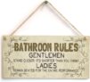 Funny Bathroom Wall Art, Bathroom Rules Sign, Vintage Wooden Plaque for Cottage and Spa Decor