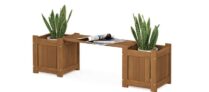 Furinno wood planter with bench Natural, 26.16 x 100.33 x 29.72