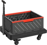 GALAX PRO 4 Wheels Hand Trucks,Flatbed or Camper 2-in-1 Cart, Household Foldable Storage Cart, Adjustable Telescopic Handle,TPR silent Wheels,for Goods Transport, Camping Trolley