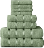 GC GAVENO CAVAILIA 8 Piece Egyptian Cotton Towels – Quick Dry Highly Absorbent Bathroom Towel Bale – (4 Face Towel 2 Hand Towel 2 Bath Towel) – Sage Green