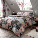 GC GAVENO CAVAILIA Luxury Reversible Ellis Floral Patch Quilt Bedding Set Flower Print Duvet Cover, Multi, Double