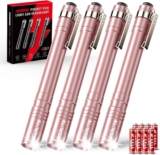 GEARLITE Pen Torch 4 Pack, IPX4 Waterproof Pen Torches Battery Powered with Clip, Lightweight Small Pen Torches Led Super Bright,Small LED Torch Perfect for Emergency, Inspection, Work (Pink)