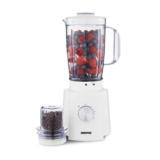 GEEPAS 2-in-1 Food Jug Blender 1.6L Juice Jar & 100G Mini Coffee Spice Grinder 4-Leaf Stainless-Steel Blades 3 Speed & Pulse Safety Lock