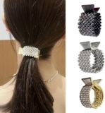 GEEWHILE Hair Claw Clips, Retro Diamante Claw Clips, 3 Pcs Rhinestone Hair Accessories for Women, Stable & Sparkling Vintage Hair Barrette Clip for Thick Hair, Daily, Party, Wedding