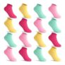 GENTABY 16 Pairs Girls Low-Cut Multi-Color Ankle Socks 4-7 Years