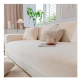 GKXLH Washable Velvet Sofa Cover 1-3 Seater, Non-Slip, Beige/White, L-Shape