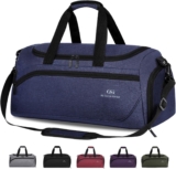 GSG SINCE 1998 Mens Sports Gym Bag with Wet Pocket & Shoe Compartment, 35L Travel Duffle Holdall with Padded Shoulder Strap, Foldable Overnight Bag for Swimming & Fitness