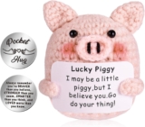 GSrenyu Funny Positive Pig, Cute Mini Pig Doll with Inspirational Quote for Home Office Desk Decor
